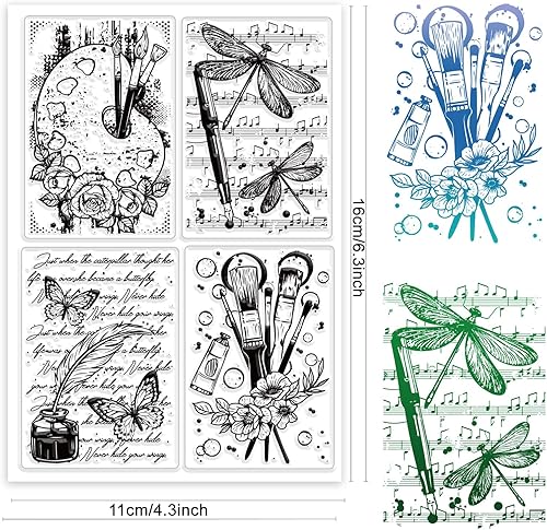 craspire Palette Papillon Libellule Tampons en Caoutchouc Transparent Réutilisable Vintage Silicone Transparent Joints Tampon pour Journaling Card Making Friends DIY Scrapbooking Photo Frame - Nail Gallerys