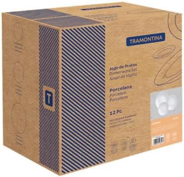 Tramontina - Ensemble d'assiettes plates 25cm, creuses 21cm et a dessert 19cm en porcelaine Leonora. Lot de 12. - Nail Gallerys