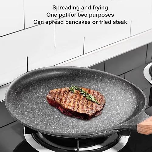 GEEKHOM Poêle à crêpes - Poêle antiadhésive - En aluminium - Avec poignée et répartiteur de pâte - Compatible avec tous les feux et cuiseurs à induction - Sans PFOA - Blanc - Nail Gallerys