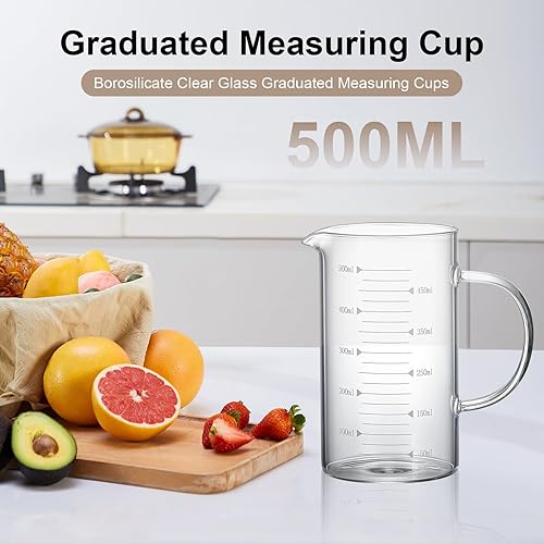 500 ml Bécher en Verre, Verre Borosilicaté Gradué, Bécher de Laboratoire à Bec Verseurl,Avec poignée Pour cuisine ou restaurant - Nail Gallerys