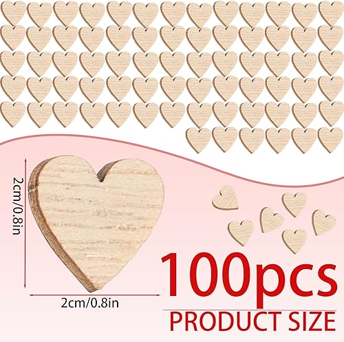 100pcs Cœurs en Bois pour Travaux Manuels, 2cm Petits Coeur Bois Brut Découpe Vierge Wooden Hearts Étiquettes pour Bricolage Décorations de Fête d'Anniversaire Saint-Valentin Mariage - Nail Gallerys