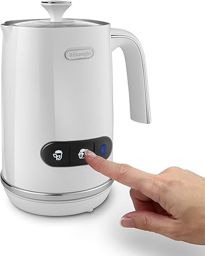 De'Longhi LatteMix EMF3.W Mousseur à lait électrique pour lait chaud & froid & alternatives végétales Nettoyage facile Couvercle transparent 3 boutons 250 ml Blanc - Nail Gallerys
