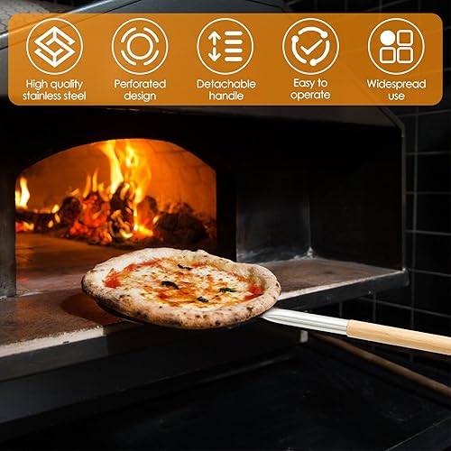 BAODBF Pelle à Pizza en Aluminium,Pelle à Pizza Ronde,Pelle à Pizza Long Manche,Longueur Réglable,Maximum 126 cm,Pelle à Pizza 30 cm pour transférer des Pizzas - Nail Gallerys