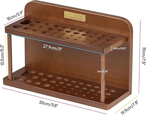 MEEDEN PRO Porte-Pinceaux - Organisateur de Pinceaux en Bois - Porte-Pinceaux Grande Capacité - Rangement de Fournitures Artistiques pour Bureau, Arts et Artisanat - Nail Gallerys
