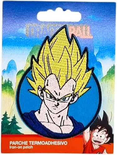 Comercial Mercera, Patch Thermocollant, Dragon Ball Z, Figurine Sayayin Vegeta, Ecusson Thermocollant Idéal pour les Casquettes, les Vestes, les T-Shirts ou les Cartables. 100% Polyester, 9x6 Cm - Nail Gallerys