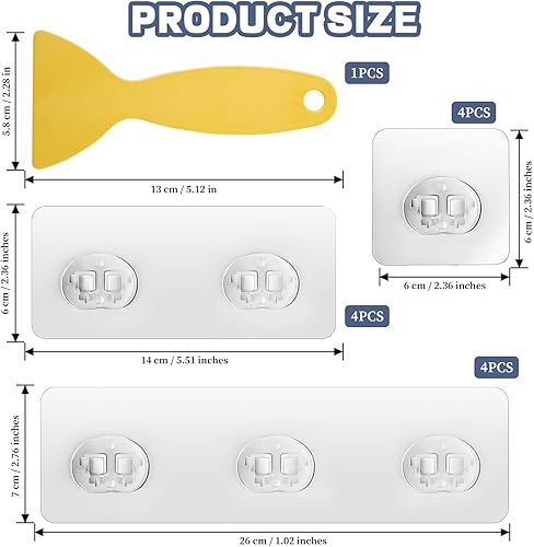 Lot de 12 Crochets Adhésifs de Rechange, Crochets Muraux Imperméables pour Salle de Bain, Adhésifs de Rechange pour Support de Douche, Crochet Adhesif Mural pour Porte-Savons, Porte-Cuisines - Nail Gallerys