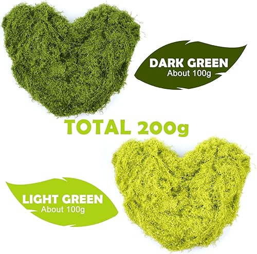 YAMAIDUO 200g Mousse Artificielle, Réutilisable Réaliste DIY Mousse Verte, Mousse Stabilisée Fausse Herbe pour Décorations, Peintures de Mousse, Artisanat et Fleurs, 100g Vert Foncé + 100g Vert Clair - Nail Gallerys