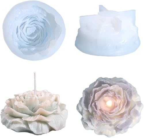 Grand moule à bougie en silicone en forme de pivoine pour aromathérapie, gypse, savon, fleur - Nail Gallerys