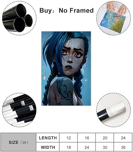 Jinx – Impression sur toile Arcane Saison 2, décoration de chambre à coucher, paysage sportif, bureau, chambre, cadeau, sans cadre, 30 x 45 cm - Nail Gallerys
