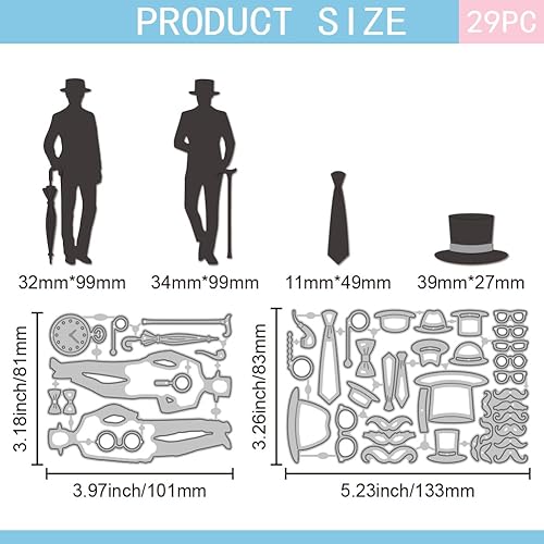 GLOBLELAND Matrices de Découpe en Métal pour la Fête des Pères pour Hommes pour Lunettes et Chapeaux Modèles de Gaufrage pour le Scrapbooking L'Artisanat la Fabrication de Cartes en Papier - Nail Gallerys