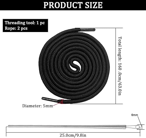 Azlanway Lot de 2 cordons de serrage pour pantalon de jogging, 160 cm, avec extrémités en métal et aiguille à enfiler, convient pour pantalons de jogging, pantalons, sweat-shirts, vestes et sacs à - Nail Gallerys