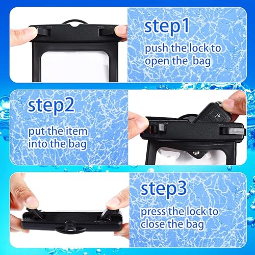 Lot de 2 pochettes étanches IPX8 30 m en TPU pour clés de voiture, cartes d'identité, espèces, compatible Touch ID, fermeture hermétique - Nail Gallerys