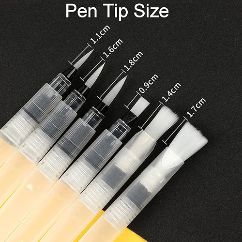 6 pièces stylos Pinceau à Eau,Pinceau avec Réservoir d'eau Remplissable,Set de pinceaux à Eau Professionnels,Peinture d'eau Brosse Brush Pen pour Le Mélange des Couleurs et la Calligraphie - Nail Gallerys