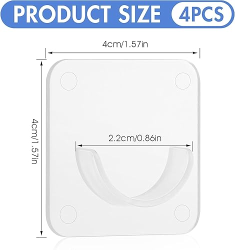 Lot de 4 supports adhésifs pour tringle à rideau de douche, sans perçage, transparents avec adhésif puissant (tringle non incluse) - Nail Gallerys