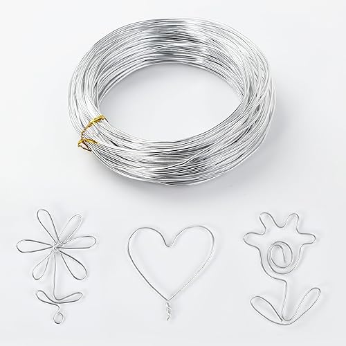 Fil de Fer Souple Loisir creatif,Fil Aluminium 2mm x 30m,1 mm x 30m,fil metallique souple,pour la fabrication de bijoux,les sculptures de jardin et la fabrication de bonsaïs (Argent) - Nail Gallerys