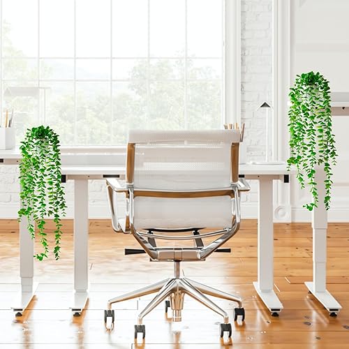 PASCH® Lot de 2 plantes artificielles en forme d'eucalyptus (60 cm) dans un pot en céramique blanc : plantes artificielles suspendues | plantes artificielles suspendues dans un pot (plantes - Nail Gallerys