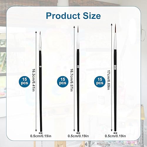 45pcs Ensemble de Pinceaux de Détail, Détail Pinceau avec 3 Tailles #0#00#000 Pinceaux à Doublure Fine pour la Peinture Artisanat Aquarelle Acrylique Huile Visage Art Peinture Miniature (Rouge) - Nail Gallerys