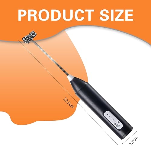 tiyiyok Mousseur à Lait Électrique USB Rechargeable, Mousseur à Lait en Acier Inoxydable Multifonction pour Café, Cappuccino, Latte, Mini Fouet Électrique Compact avec Triplé Vitesse (Noir) - Nail Gallerys