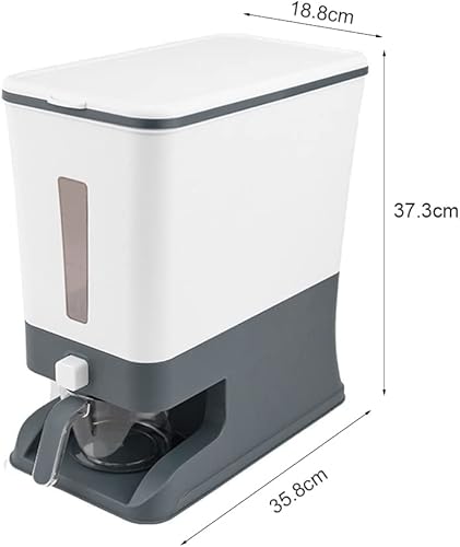 Beowanzk Distributeur Cereales,Distributeur de Riz 10kg,Rice Dispenser,Stockage Riz,Boite Rangement Cereales,Boite Conservation Cereales Avec Couvercles et Tasse à Mesurer de Riz Gris - Nail Gallerys