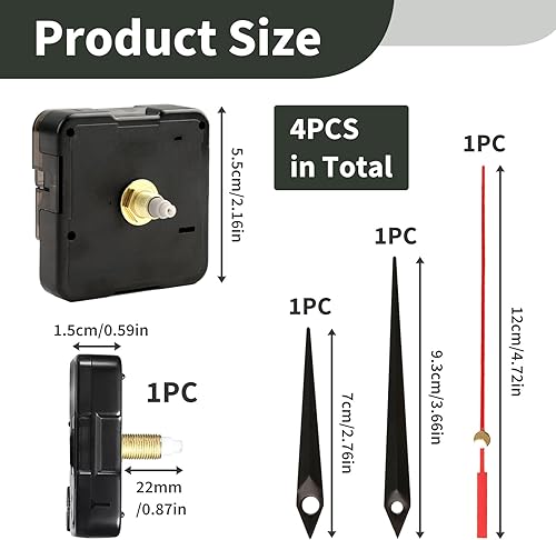 Mouvement d'Horloge à Quartz Silencieux 22mm Avec Aiguilles, Mécanisme Horloge Fluorescent Pour Réparation Ou Création d'Horloges Murales DIY Maison Salon Bureau Hôtel Chambre Restaurant - Nail Gallerys