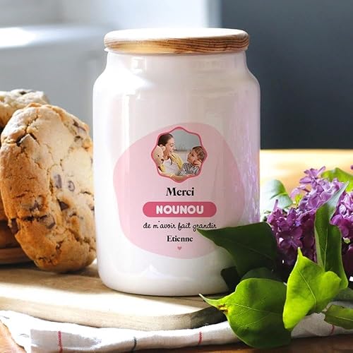 CADEAUX.COM - Pot à biscuits Personnalisé Photo Nounou - Cadeau Nounou Gourmand - Cadeau Fin d'année - Cadeau Original - Idée Cadeau Personnalisé - Cadeau pour Femme - Cadeau Noel - Nail Gallerys