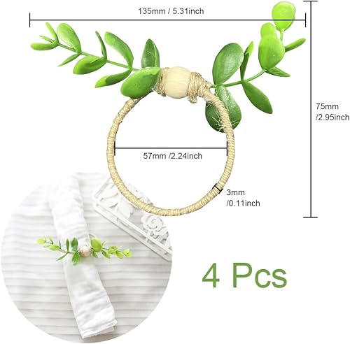 HLIWS 5 Pièces Rond de Serviette en Bois,Boucle de Serviette bohème,Ronds de Serviette en Toile de Jute,pour décoration de Table, Mariage - Nail Gallerys