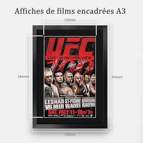 HWC Trading FR A3 UFC 100 Brock Lesnar Frank Mir Georges Cadeaux Photo autographe signée imprimée pour les fans de MMA UFC - A3 Encadré - Nail Gallerys