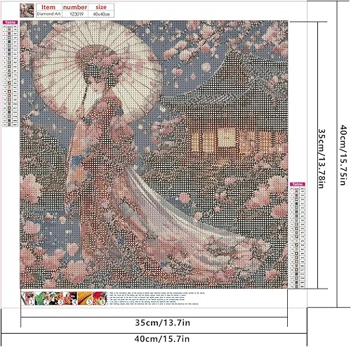 SHEGZHUC Peinture diamant 40 x 40 cm femme japonaise peinture diamant geisha japonaise peinture diamant fleurs de cerisier mosaïque diamant peinture art broderie point de croix images cadeau - Nail Gallerys
