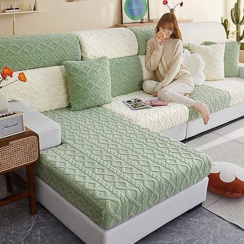 Reyox Housse de Canapé en Jacquard Épais, Extensible Couverture Canape en Moelleuse, Douce et Chaude pour Salon, Gris Foncé, Housse de Dossier (M) - Nail Gallerys