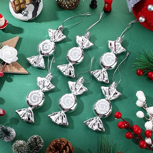 Threan 12 Décorations de Bonbons de Noël à Paillettes Cannes à Sucre et Menthe Poivrée Suspendues pour Sapin de Noël avec Cordes Dorées pour Fête(Rouge, Vert) - Nail Gallerys