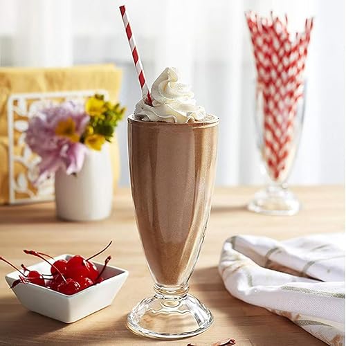 Lot de 4 verres à milkshake, 350 ml, sans plomb, verres à dessert, verres à dessert, verres fontaine à soda - Nail Gallerys