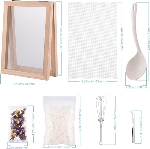 Huiguli Kit Fabrication Papier, Cadre de Fabrication de Papier Tamis Bois de Pin de 18 x 12,5 cm avec 4 Tissus en Maille de Remplacement, Moule de Fabrication Papier Ecologique Ancien pour Bricolage - Nail Gallerys