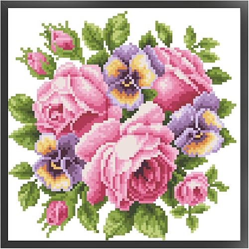 ARVALOLET Kit de broderie au point de croix, toile imprimée avec perles, peinture 9 ct motif floral, pour artisanat et décoration - Nail Gallerys