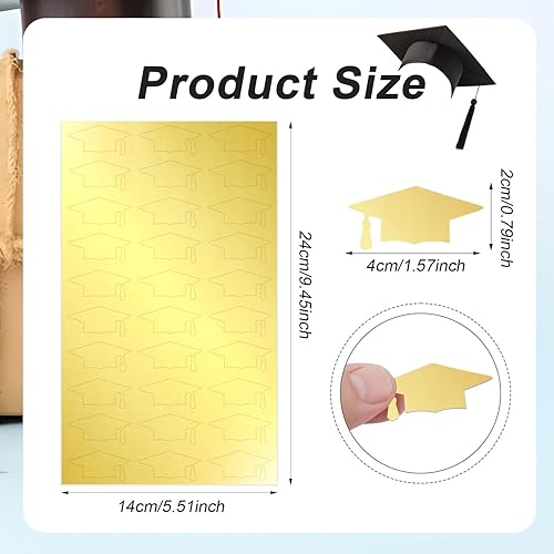 600pcs Autocollants pour Casquette de Diplôme, Autocollant Graduation Autocollants pour Chapeau de Remise de Diplôme pour Collège Lycée Cadeaux de Fête de Fin d'Études (Or) - Nail Gallerys