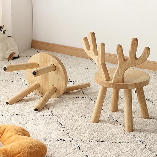 Inscrip Chaise pour enfant en bois avec dossier oreilles de lapin, ottoman pour enfants, tabouret de changement de chaussures, petit repose-pieds, chaise pour maternelle, salon, chambre d'enfant - Nail Gallerys