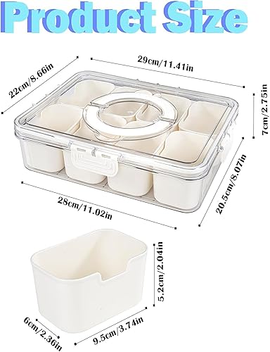 2pcs plateau à goûter avec couvercle,boîte de rangement de collation,8 plateaux de service amovibles divisés avec couvercle et poignée pour pique-nique voyage cuisine bonbons égumes fruits - Nail Gallerys