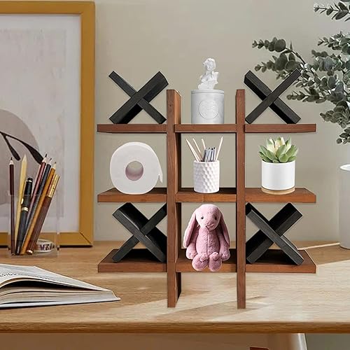 WMYYLX Tic Tac Toe Porte-rouleau de papier toilette, en bois, avec étagère et 4 x en bois, étagère de rangement pour salle de bain d'invités ou décoration de toilettes - Nail Gallerys