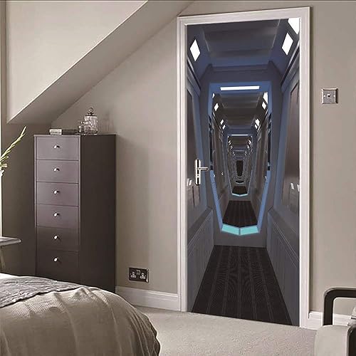 3D Porte Stickers Tunnel de temps et d'espace Muraux Art Sticker PVC Auto-adhésif Imperméable Amovible Murale Autocollant pour Salon Chambre La Maison Décoration 77x200cm - Nail Gallerys