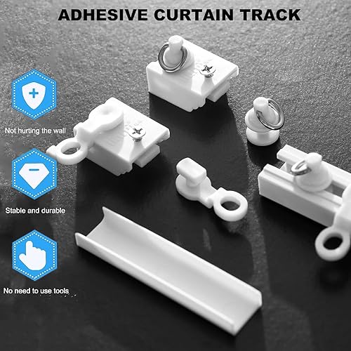 Rail De Rideau Auto-adhésif pour Plafond Et Mur, Pas De Perçage, Vis Ou Outils, Tringle De Rail De Rideau, Barre De Séparation pour Chambre, Douche, Placard Et Camping-Car - Nail Gallerys