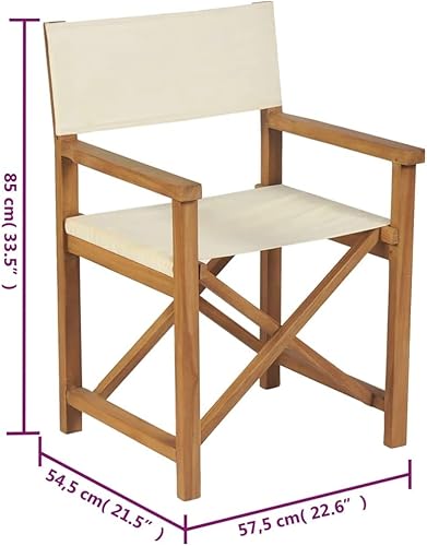 vidaXL Chaises de metteur en scène Pliantes 2 pcs Bois de Teck Massif Crème - Nail Gallerys