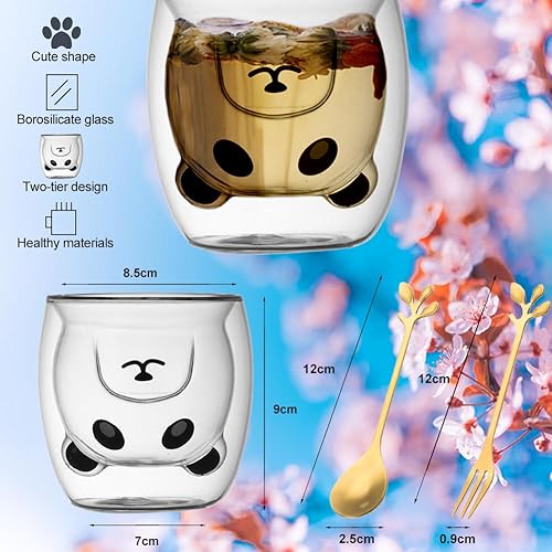 Yuragim Cadeaux Fête des Mères, Tasse Chat Kawaii Tasse a Cafe Chat Mug Verre Double Paroi, Tasse à Café Originale Idée Cadeau pour Femme Fille Epouse Maman Maitresse Nounou Marraine Amie Enfant - Nail Gallerys