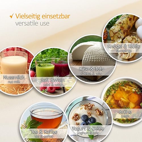 COM-FOUR® 5x sacs de presse à pommes de terre en 100% coton - sac à boulettes pour faire des boulettes et des boulettes - tissu pressé ou étamine - Nail Gallerys