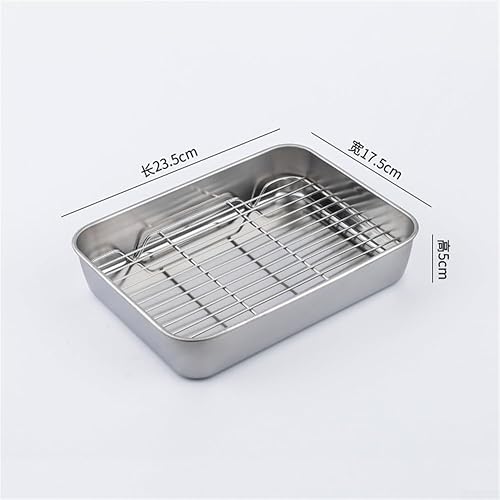 ZAMETTER Plaque de cuisson profonde en acier inoxydable sans four avec grille, grande plaque à biscuits (31 x 24 x 5 cm) - Nail Gallerys