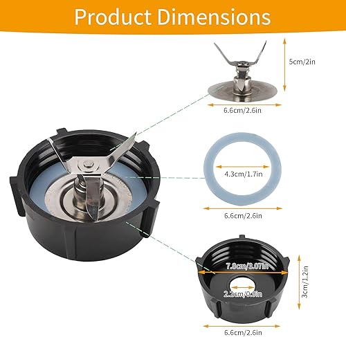Kit de Remplacement de Mélangeur 3 PCS, Lame en Acier Inoxydable, Bague d'étanchéité en Caoutchouc, Base de Remplacement Pièces De Rechange Juicer - Nail Gallerys