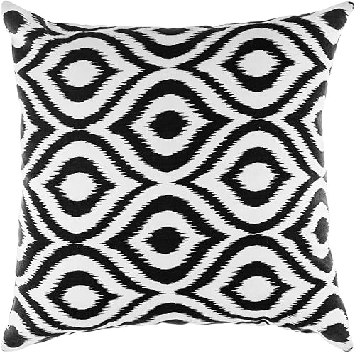 TreeWool, (Lot de 2 Housses de Coussin décoratives avec Motif à Ikat Ogee (45 x 45 cm / 18 x 18 inches, Noir) - Nail Gallerys