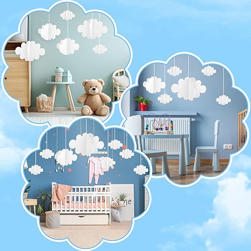 Ouligay Lot de 16 nuages artificiels en feutre à suspendre pour plafond, décoration de mariage, chambre d'enfant, décoration de fête - Nail Gallerys