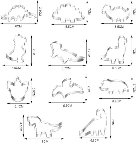 11 Pcs Emporte Piece Dinosaure Coupe-biscuits Set Emporte Piece Biscuit Acier Inoxydable Moule à Biscuits Muti-forme Emporte Piece Enfant Argent pour Patisserie Cookie Fête Anniversaire Déco Sablé - Nail Gallerys