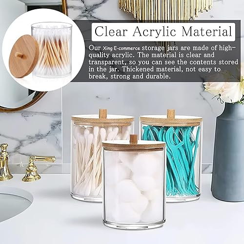 Distributeur Coton Tige,3 PCS Boîte Coton Tige Transparent Rangement Coton avec Couvercle en Bambou Porte-Bâtonnets de Coton pour les Chambres Salons Salle de Bains - Nail Gallerys
