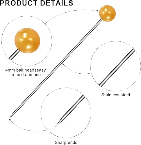 Épingles Couture 600 pièces Multicolores Epingle a Tete Ronde Epingle Couture Droites avec Tête de Perle en Plastique pour Tissu Bijoux Loisirs Créatifs et Projets de Couture 38mm - Nail Gallerys