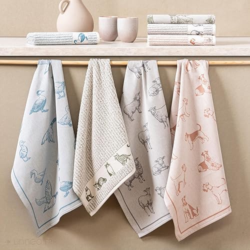 Lot de 2 torchons de cuisine 50x70 cm 100% coton FRIENDS motif chats vert - Nail Gallerys